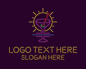 Halogen - Neon Light Martini logo design