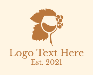 Winery - Grape Wine Glass logo design