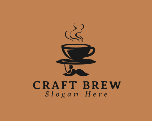Brewed - Coffee Mustache Cafe logo design