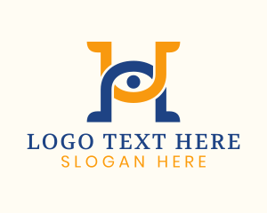 Lens - Simple Eye Letter H logo design