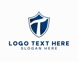 Secure - Blue Shield Letter T logo design