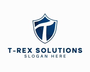 Blue Shield Letter T logo design