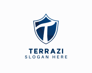 Blue Shield Letter T logo design