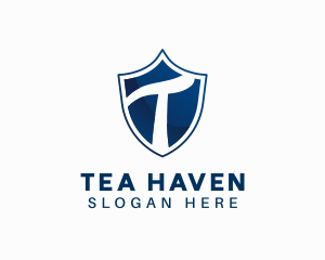 Blue Shield Letter T logo design