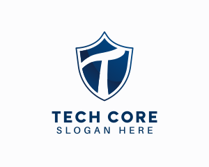 Blue Shield Letter T logo design