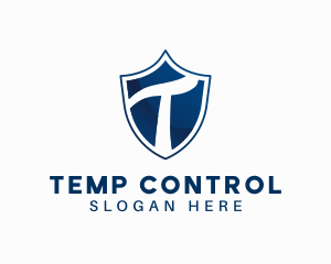 Blue Shield Letter T logo design