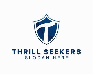 Blue Shield Letter T logo design