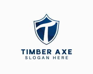 Blue Shield Letter T logo design