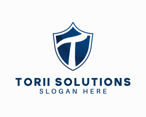 Blue Shield Letter T logo design