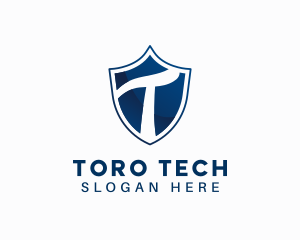 Blue Shield Letter T logo design