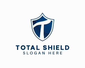 Blue Shield Letter T logo design