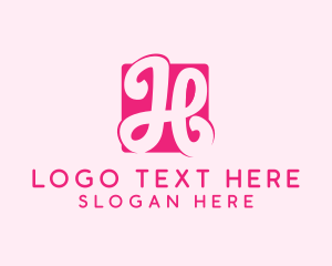 Fashion Brand - Cursive Pink Letter H logo design