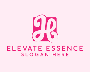 Makeup Blogger - Cursive Pink Letter H logo design