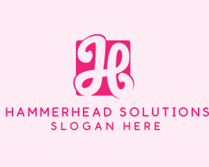 Cursive Pink Letter H logo design