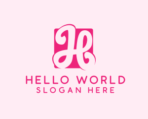 Cursive Pink Letter H logo design