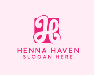 Cursive Pink Letter H logo design