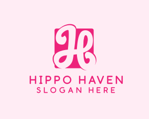 Cursive Pink Letter H logo design