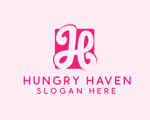 Cursive Pink Letter H logo design