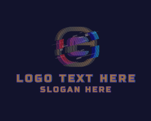 Retro - Gradient Glitch Letter G logo design