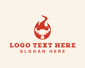 Brisket - Beef Steak Fire logo design