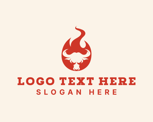 Ox - Beef Steak Fire logo design