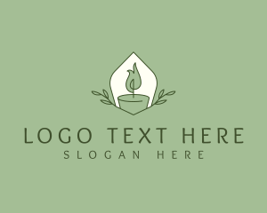 Candle - Candle Flame Leaves logo design