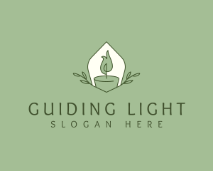 Candle Flame Leaves logo design