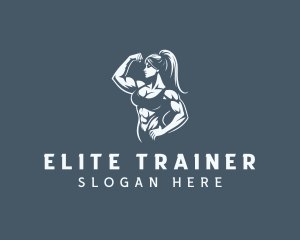 Muscular Fitness Woman  logo design