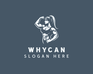 Bodybuilder - Muscular Fitness Woman logo design