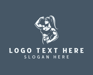 Fitness - Muscular Fitness Woman logo design