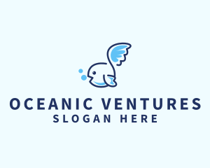 Cute Flying Fish  logo design