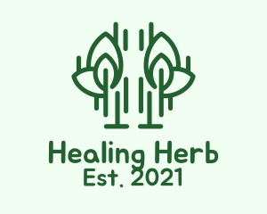 Green Outline Herb logo design