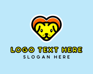 Cute Heart Dog  logo design