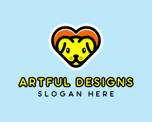 Cute Heart Dog  logo design