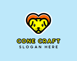 Cute Heart Dog  logo design