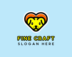 Cute Heart Dog  logo design