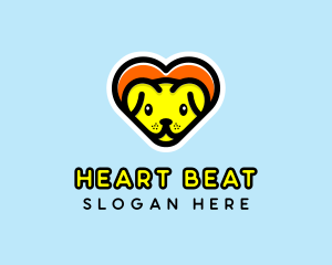 Cute Heart Dog  logo design