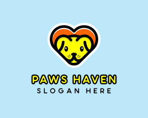 Cute Heart Dog  logo design