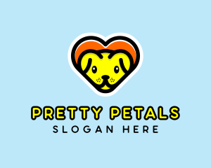 Cute Heart Dog  logo design