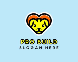 Cute Heart Dog  logo design