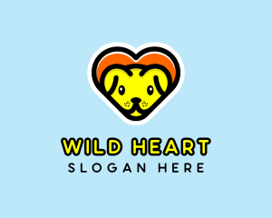 Cute Heart Dog  logo design