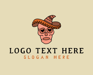 Dia De Los Muertos - Mexican Skull Sombrero logo design