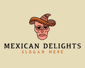 Mexican Skull Sombrero logo design