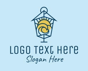 Beach - Ocean Sun Lamp logo design