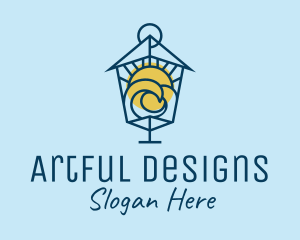 Ocean Sun Lamp logo design