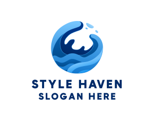 Abstract Ocean Surfing Waves  Logo