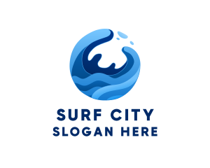 Abstract Ocean Surfing Waves  logo design