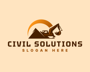 Mountain Quarry Excavator  logo design