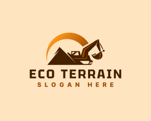 Earthwork - Mountain Quarry Excavator logo design