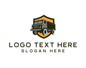 Truck - Military Truck Vehicle Shield logo design
